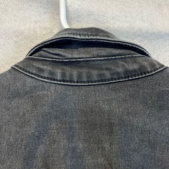 LIVERPOOL Jean Jacket Womens Small Black Carbon Wash Denim Button Front Classic - Picture 12 of 13